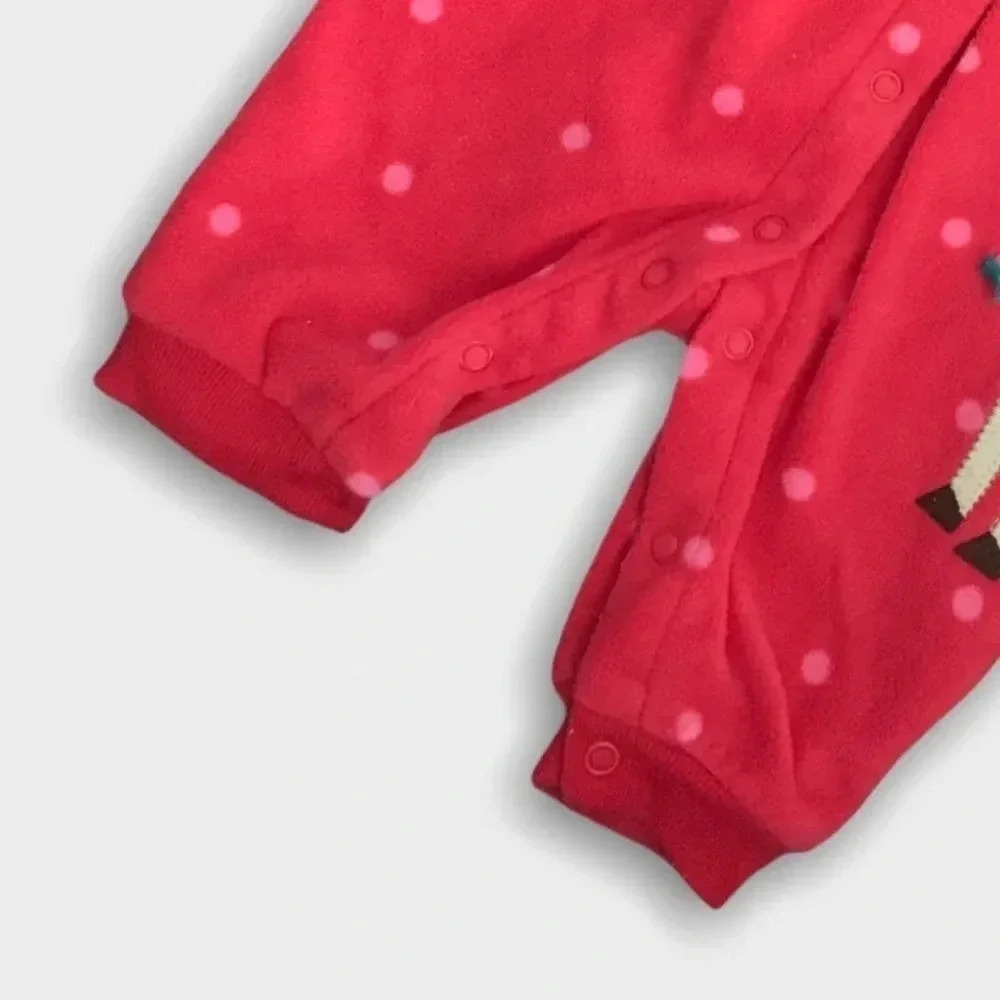 4/$20🥳 Red Giraffe Print Fleece Sleeper - Picture 3 of 4
